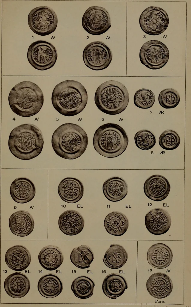 An illustration from Catalogue of the coins of the Vandals, Ostrogoths and Lombards, and of the empires of Thessalonica, Nicaea and Trebizond in the British museum, 1911, leaf 480