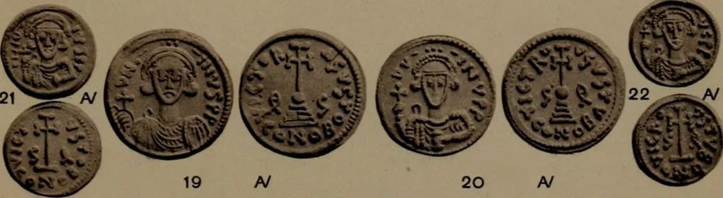 An illustration from Catalogue of the coins of the Vandals, Ostrogoths and Lombards, and of the empires of Thessalonica, Nicaea and Trebizond in the British museum, 1911, leaf 482