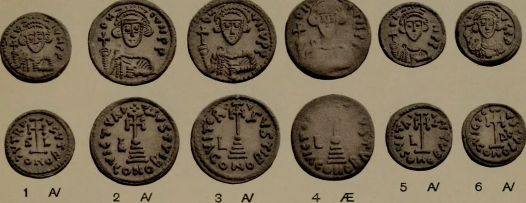 An illustration from Catalogue of the coins of the Vandals, Ostrogoths and Lombards, and of the empires of Thessalonica, Nicaea and Trebizond in the British museum, 1911, leaf 484