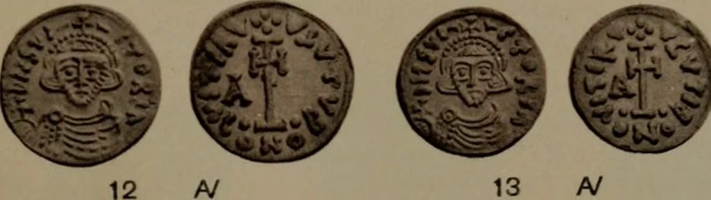 An illustration from Catalogue of the coins of the Vandals, Ostrogoths and Lombards, and of the empires of Thessalonica, Nicaea and Trebizond in the British museum, 1911, leaf 484