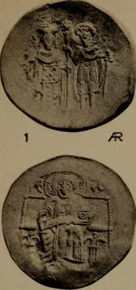 An illustration from Catalogue of the coins of the Vandals, Ostrogoths and Lombards, and of the empires of Thessalonica, Nicaea and Trebizond in the British museum, 1911, leaf 496