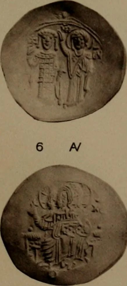 An illustration from Catalogue of the coins of the Vandals, Ostrogoths and Lombards, and of the empires of Thessalonica, Nicaea and Trebizond in the British museum, 1911, leaf 498