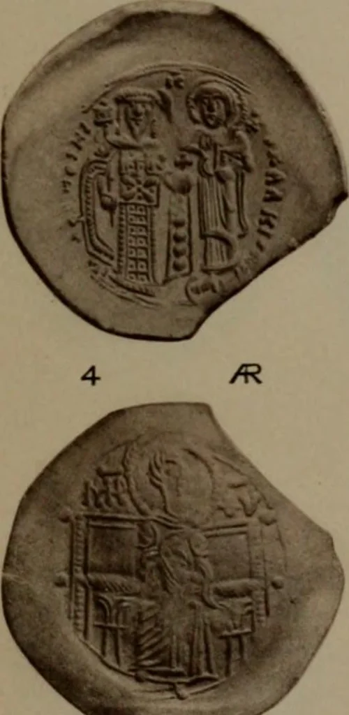 An illustration from Catalogue of the coins of the Vandals, Ostrogoths and Lombards, and of the empires of Thessalonica, Nicaea and Trebizond in the British museum, 1911, leaf 500