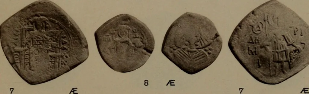 An illustration from Catalogue of the coins of the Vandals, Ostrogoths and Lombards, and of the empires of Thessalonica, Nicaea and Trebizond in the British museum, 1911, leaf 500