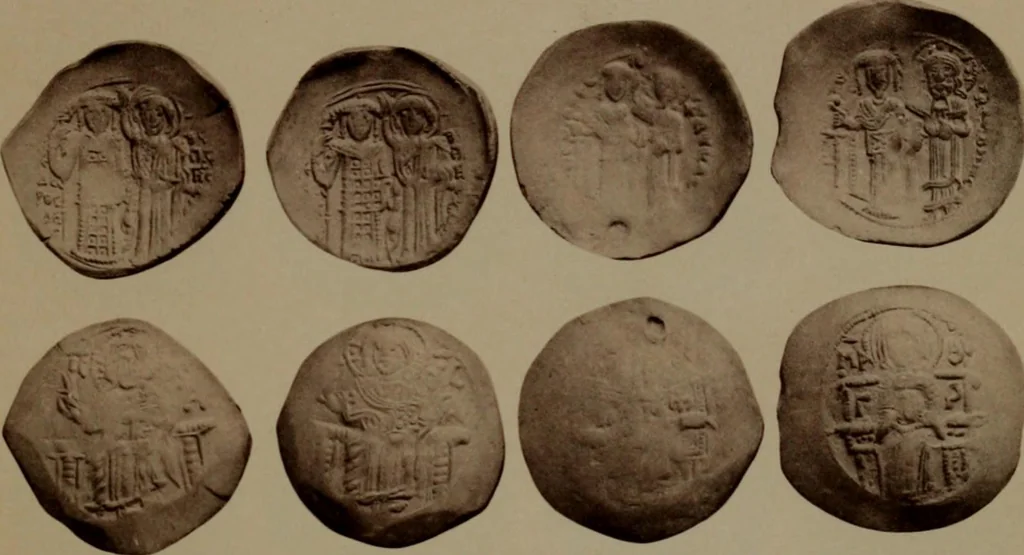 An illustration from Catalogue of the coins of the Vandals, Ostrogoths and Lombards, and of the empires of Thessalonica, Nicaea and Trebizond in the British museum, 1911, leaf 502