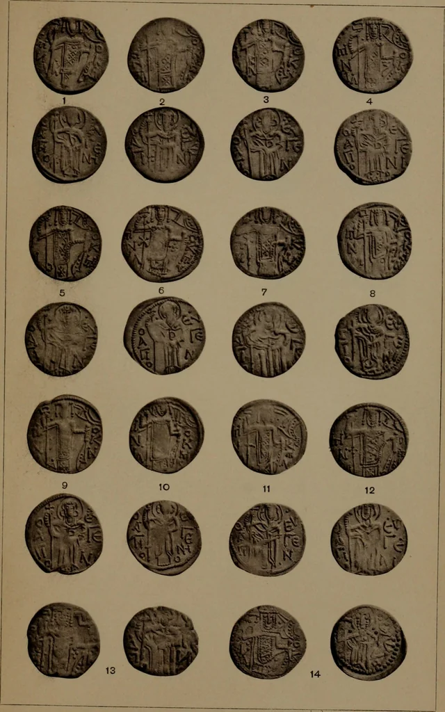 An illustration from Catalogue of the coins of the Vandals, Ostrogoths and Lombards, and of the empires of Thessalonica, Nicaea and Trebizond in the British museum, 1911, leaf 506