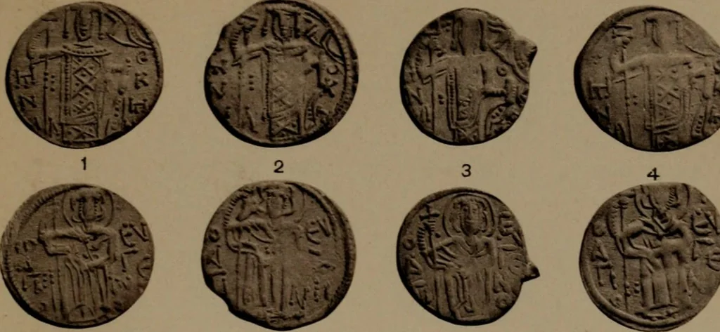 An illustration from Catalogue of the coins of the Vandals, Ostrogoths and Lombards, and of the empires of Thessalonica, Nicaea and Trebizond in the British museum, 1911, leaf 508