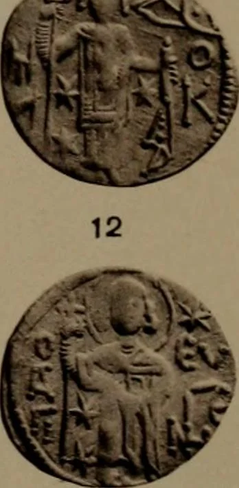 An illustration from Catalogue of the coins of the Vandals, Ostrogoths and Lombards, and of the empires of Thessalonica, Nicaea and Trebizond in the British museum, 1911, leaf 508