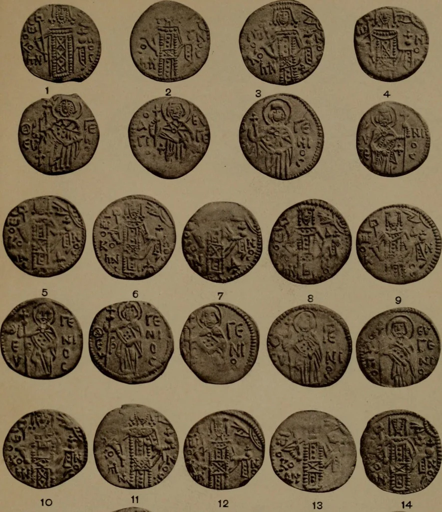 An illustration from Catalogue of the coins of the Vandals, Ostrogoths and Lombards, and of the empires of Thessalonica, Nicaea and Trebizond in the British museum, 1911, leaf 512