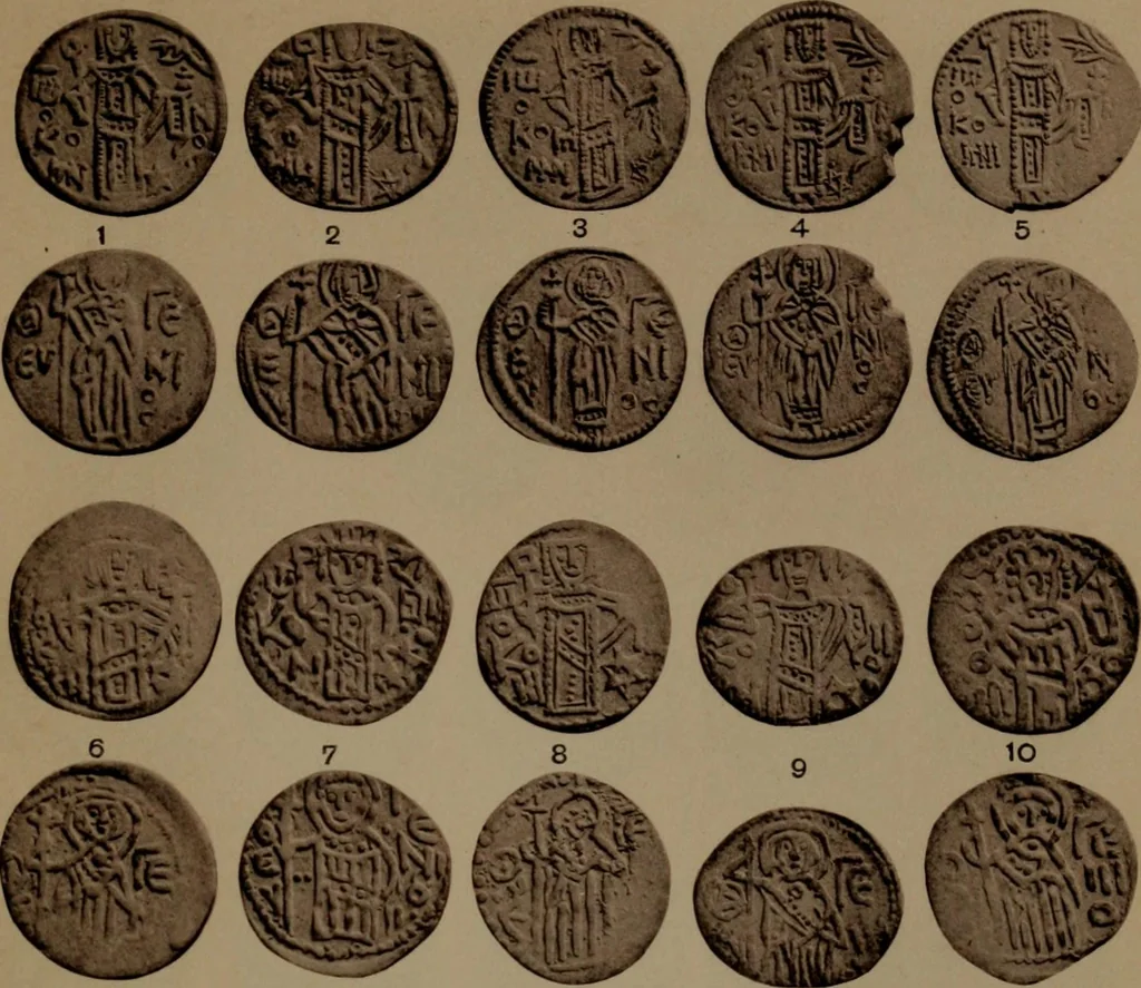 An illustration from Catalogue of the coins of the Vandals, Ostrogoths and Lombards, and of the empires of Thessalonica, Nicaea and Trebizond in the British museum, 1911, leaf 514