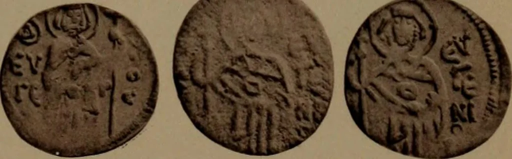 An illustration from Catalogue of the coins of the Vandals, Ostrogoths and Lombards, and of the empires of Thessalonica, Nicaea and Trebizond in the British museum, 1911, leaf 514