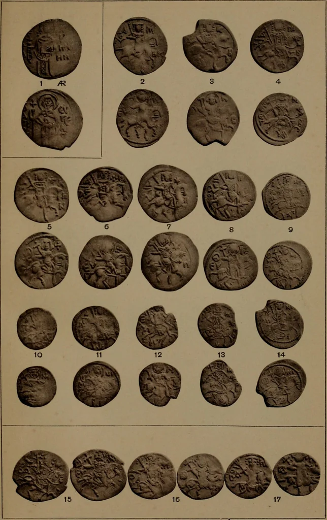 An illustration from Catalogue of the coins of the Vandals, Ostrogoths and Lombards, and of the empires of Thessalonica, Nicaea and Trebizond in the British museum, 1911, leaf 516