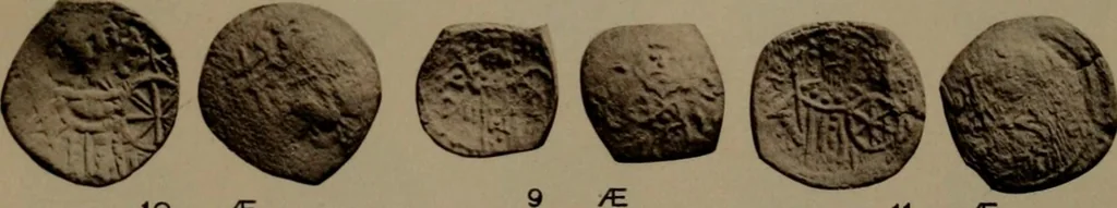 An illustration from Catalogue of the coins of the Vandals, Ostrogoths and Lombards, and of the empires of Thessalonica, Nicaea and Trebizond in the British museum, 1911, leaf 518