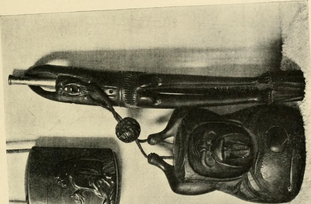 An illustration from Catalogue of the collection of antique Japanese art objects and curios formed by ... the late Dr. S.M. Burnett, of Washington, D.C. The entire collection to be sold at unrestricted public sale by order of the executors, beginning January 7th, 1907, 1907, leaf 58