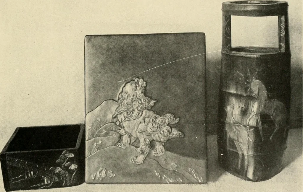 An illustration from Catalogue of the collection of antique Japanese art objects and curios formed by ... the late Dr. S.M. Burnett, of Washington, D.C. The entire collection to be sold at unrestricted public sale by order of the executors, beginning January 7th, 1907, 1907, leaf 78