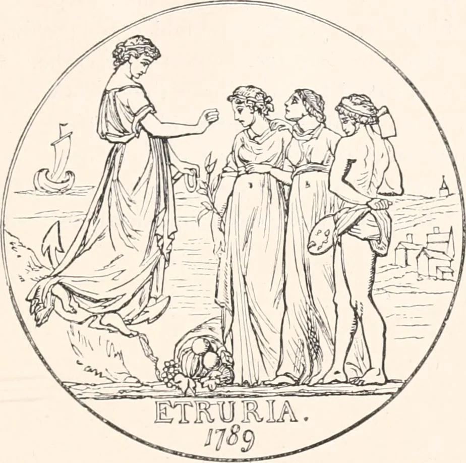 An illustration from A catalogue of a collection of plaques, medallions, vases, figures, &c., in coloured jasper and basalte :, 1901, leaf 8