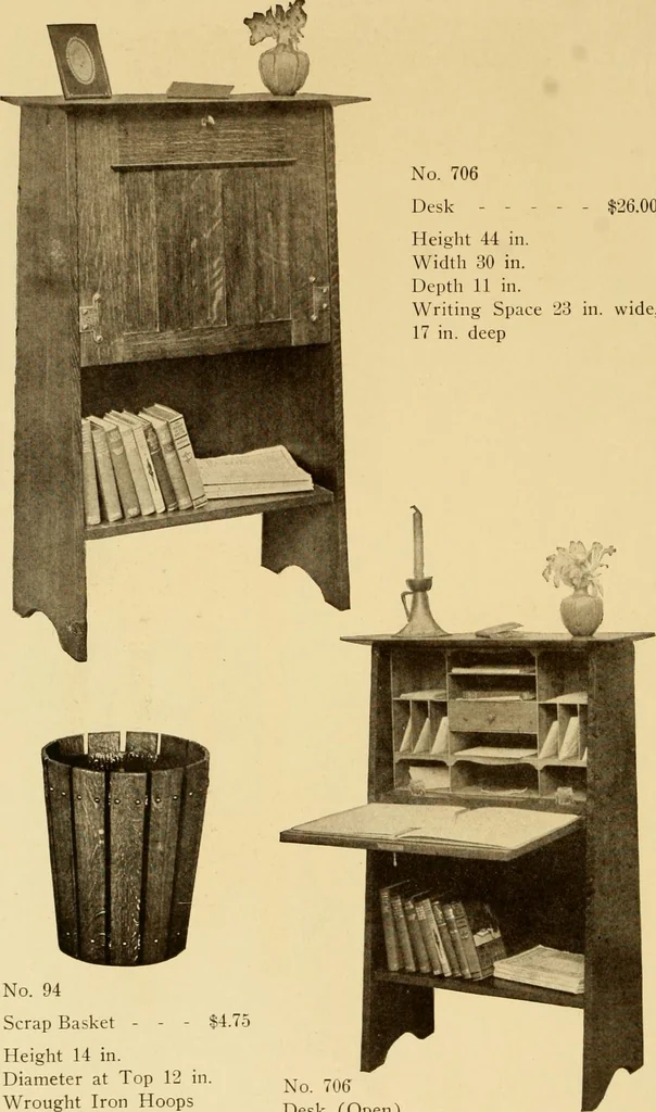 An illustration from Catalogue of Craftsman furniture made by Gustav Stickley at the Craftsman Workshops, Eastwood, N.Y., 1910, leaf 31