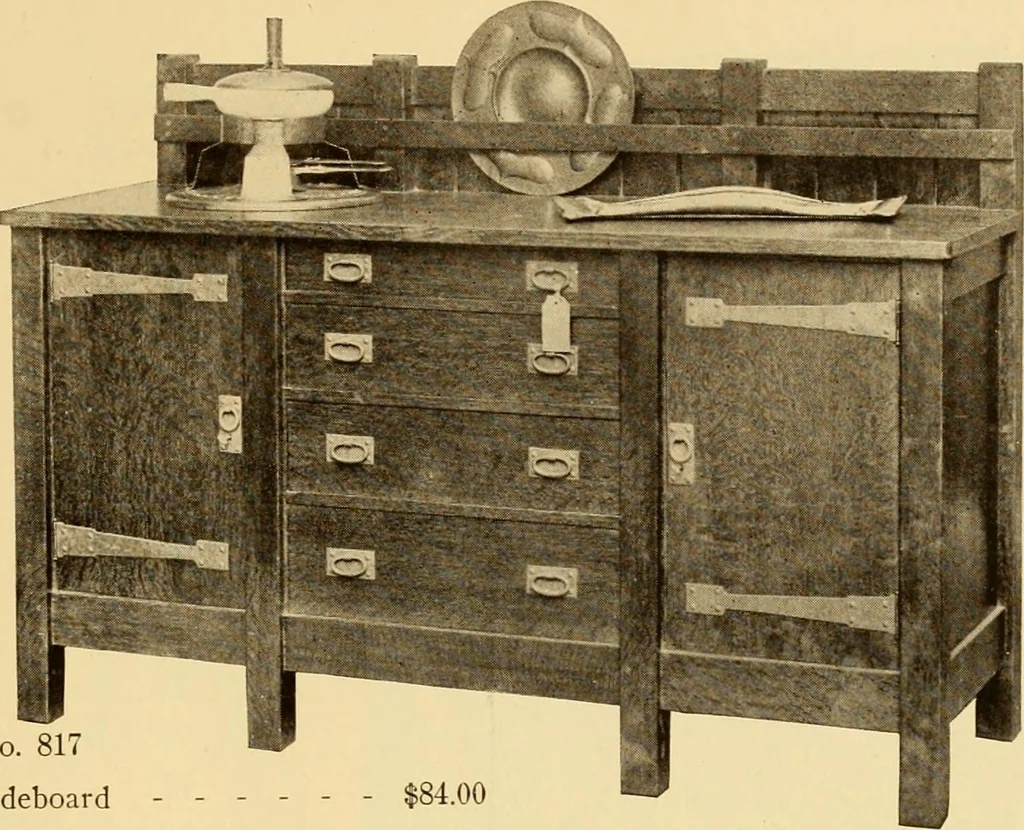An illustration from Catalogue of Craftsman furniture made by Gustav Stickley at the Craftsman Workshops, Eastwood, N.Y., 1910, leaf 54