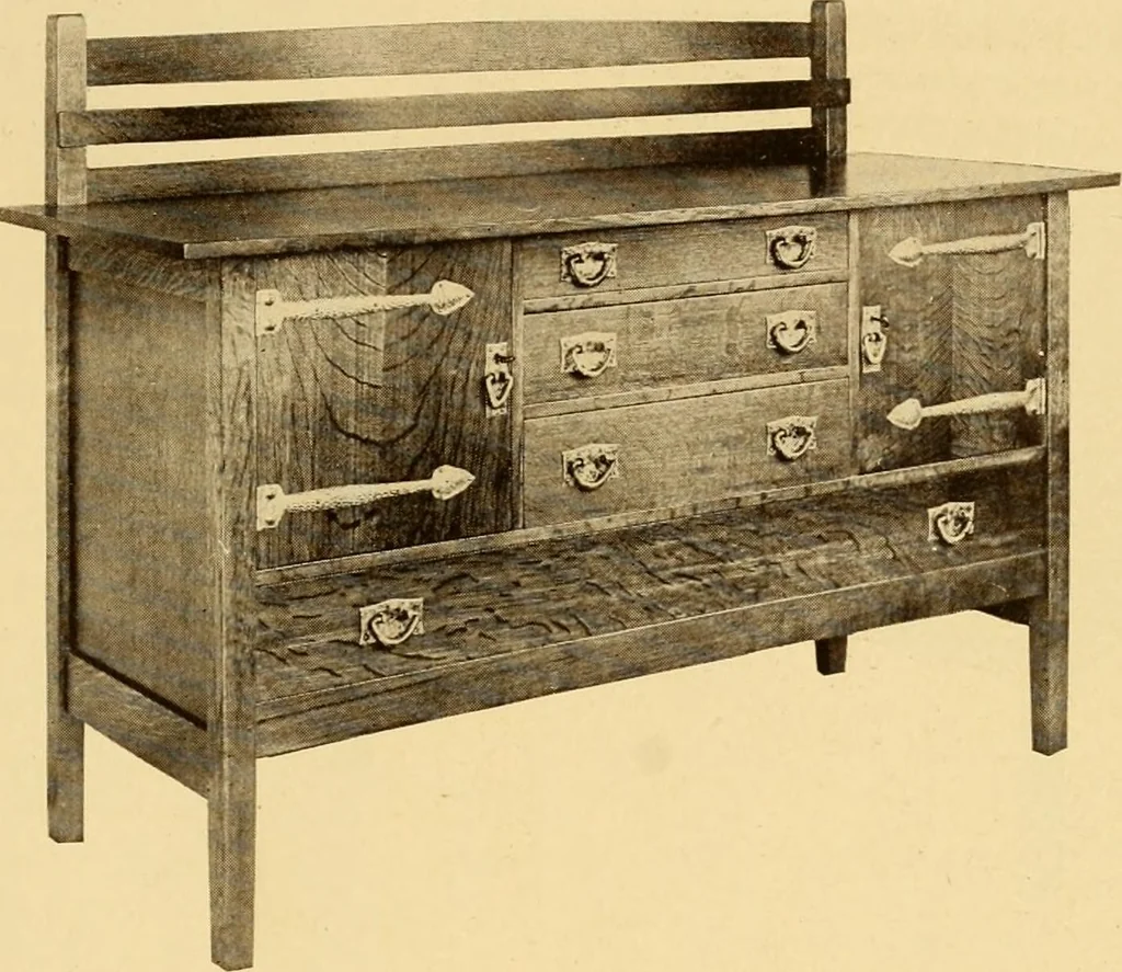 An illustration from Catalogue of Craftsman furniture made by Gustav Stickley at the Craftsman Workshops, Eastwood, N.Y., 1910, leaf 56