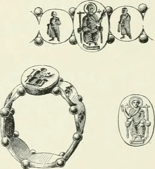 An illustration from Catalogue of early Christian antiquities and objects from the Christian East in the Department of British and mediaeval antiquities and ethnography of the British museum;, 1901, leaf 57