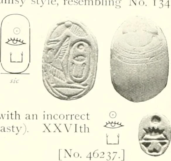 An illustration from Catalogue of Egyptian scarabs, etc., in the British museum, 1913, leaf 57