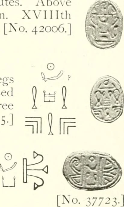 An illustration from Catalogue of Egyptian scarabs, etc., in the British museum, 1913, leaf 87