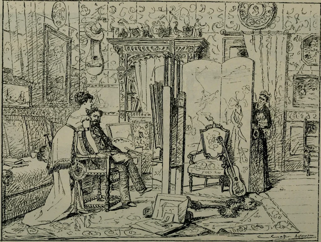 An illustration from Catalogue illustré officiel de la Section des beaux-arts de l'Exposition universelle d'Amsterdam, contenant environ 200 reproductions d'après les dessins originaux des artistes, 1883, leaf 199