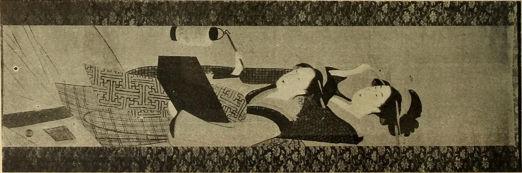 An illustration from Catalogue of Fukuba's collection of one hundred Ukiyoé paintings, 1911, leaf 61