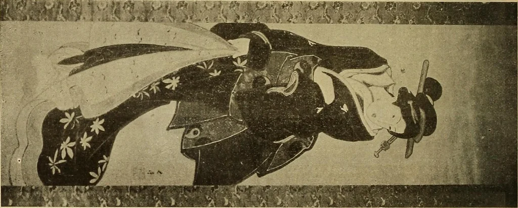 An illustration from Catalogue of Fukuba's collection of one hundred Ukiyoé paintings, 1911, leaf 63