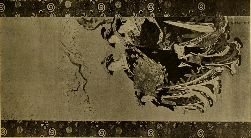 An illustration from Catalogue of Fukuba's collection of one hundred Ukiyoé paintings, 1911, leaf 74