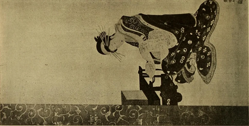 An illustration from Catalogue of Fukuba's collection of one hundred Ukiyoé paintings, 1911, leaf 77