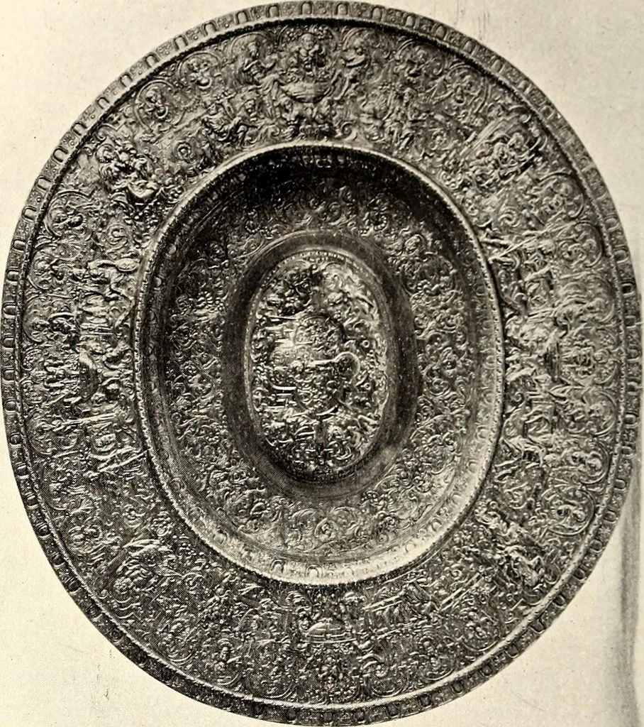 An illustration from Catalogue of the furniture, marbles, bronzes, clocks, candelabra, majolica, porcelain, glass, jewelery, goldsmith's and silversmith's work, ivories, medals, illuminations, miniatures, and objects of art generally, in the Wallace collection, 1910, leaf 263