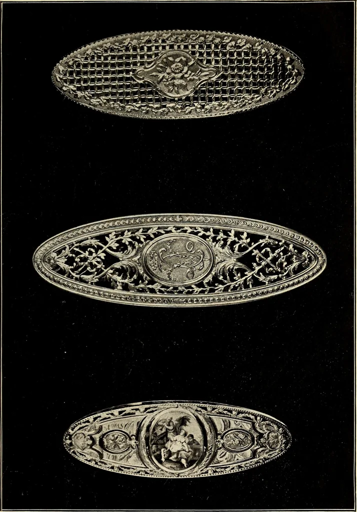 An illustration from Catalogue of the furniture, marbles, bronzes, clocks, candelabra, majolica, porcelain, glass, jewelery, goldsmith's and silversmith's work, ivories, medals, illuminations, miniatures, and objects of art generally, in the Wallace collection, 1910, leaf 288