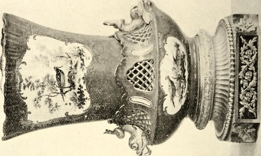 An illustration from Catalogue of the furniture, marbles, bronzes, clocks, candelabra, majolica, porcelain, glass, jewelery, goldsmith's and silversmith's work, ivories, medals, illuminations, miniatures, and objects of art generally, in the Wallace collection, 1910, leaf 299