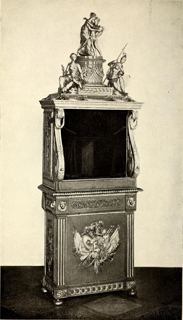 An illustration from Catalogue of the furniture, marbles, bronzes, clocks, candelabra, majolica, porcelain, glass, jewelery, goldsmith's and silversmith's work, ivories, medals, illuminations, miniatures, and objects of art generally, in the Wallace collection, 1910, leaf 377