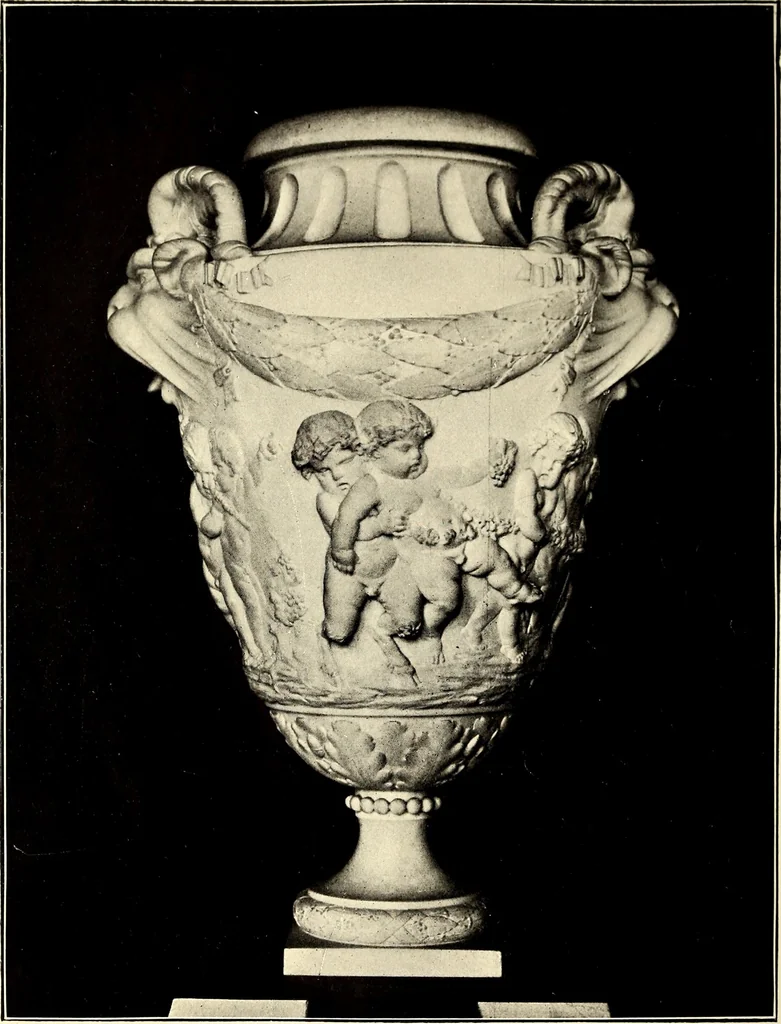 An illustration from Catalogue of the furniture, marbles, bronzes, clocks, candelabra, majolica, porcelain, glass, jewelery, goldsmith's and silversmith's work, ivories, medals, illuminations, miniatures, and objects of art generally, in the Wallace collection, 1910, leaf 409
