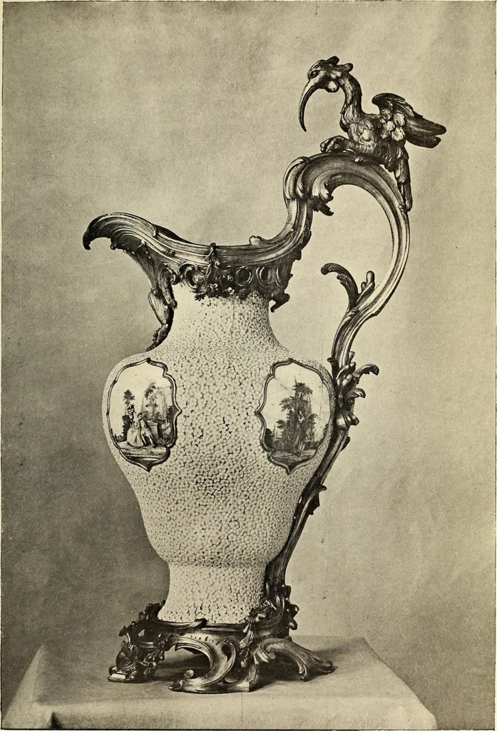 An illustration from Catalogue of the furniture, marbles, bronzes, clocks, candelabra, majolica, porcelain, glass, jewelery, goldsmith's and silversmith's work, ivories, medals, illuminations, miniatures, and objects of art generally, in the Wallace collection, 1910, leaf 48