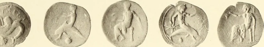 An illustration from Catalogue of Greek coins in the Hunterian collection, University of Glasgow, 1899, leaf 582