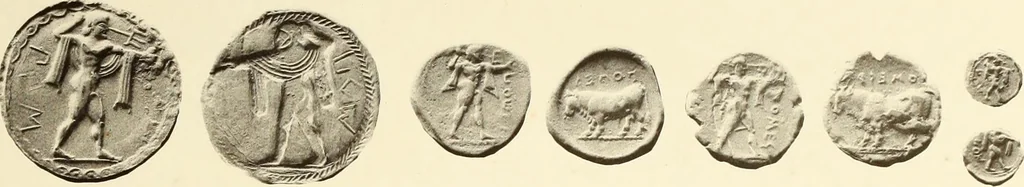 An illustration from Catalogue of Greek coins in the Hunterian collection, University of Glasgow, 1899, leaf 586