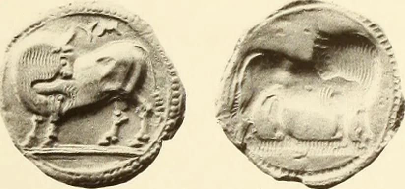 An illustration from Catalogue of Greek coins in the Hunterian collection, University of Glasgow, 1899, leaf 586
