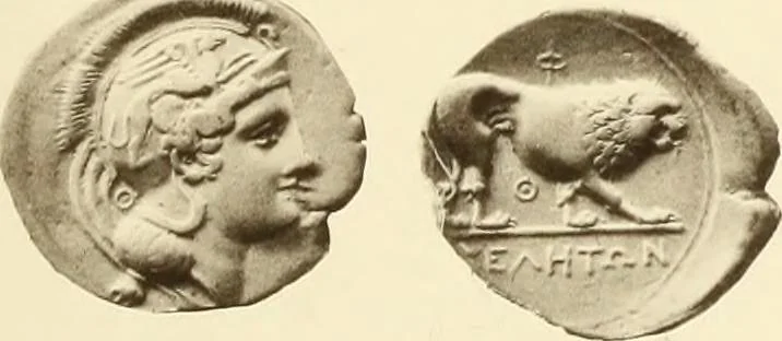 An illustration from Catalogue of Greek coins in the Hunterian collection, University of Glasgow, 1899, leaf 588