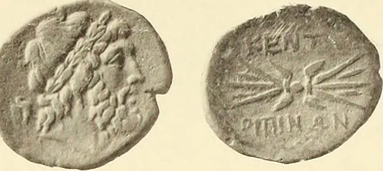 An illustration from Catalogue of Greek coins in the Hunterian collection, University of Glasgow, 1899, leaf 598