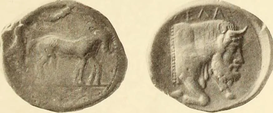 An illustration from Catalogue of Greek coins in the Hunterian collection, University of Glasgow, 1899, leaf 598