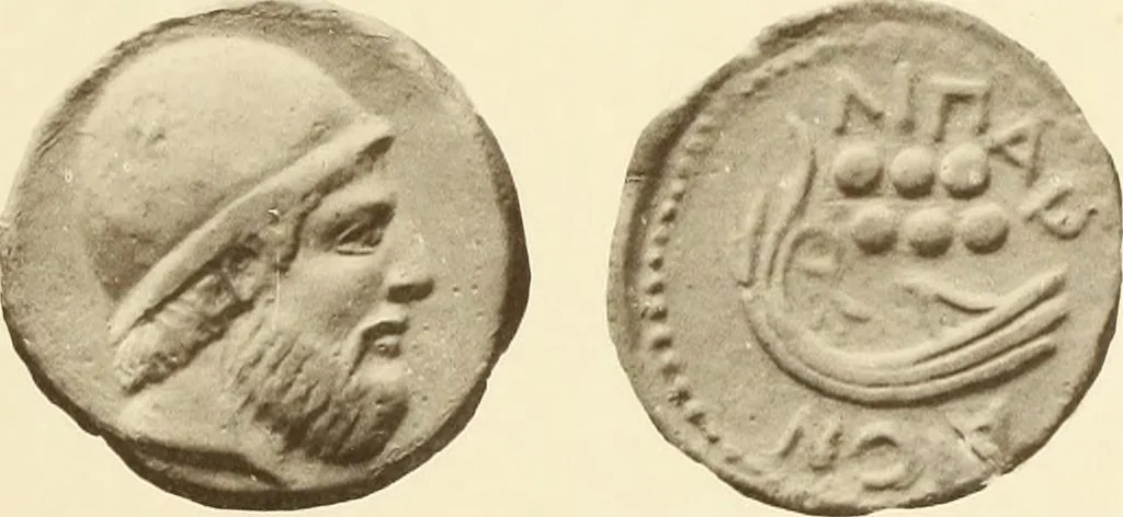 An illustration from Catalogue of Greek coins in the Hunterian collection, University of Glasgow, 1899, leaf 610