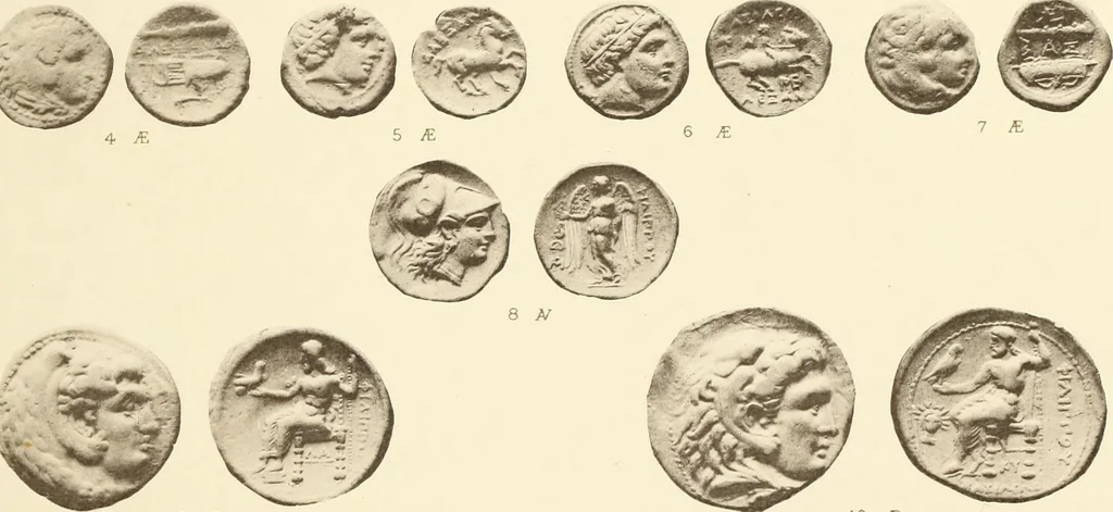 An illustration from Catalogue of Greek coins in the Hunterian collection, University of Glasgow, 1899, leaf 618