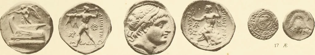 An illustration from Catalogue of Greek coins in the Hunterian collection, University of Glasgow, 1899, leaf 618
