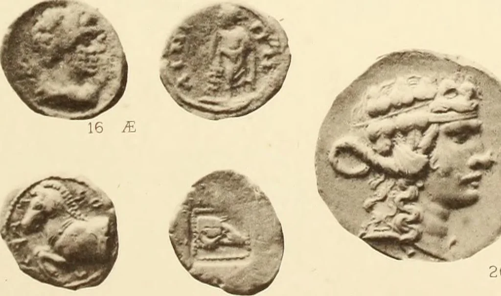 An illustration from Catalogue of Greek coins in the Hunterian collection, University of Glasgow, 1899, leaf 622