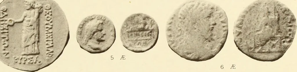 An illustration from Catalogue of Greek coins in the Hunterian collection, University of Glasgow, 1899, leaf 628