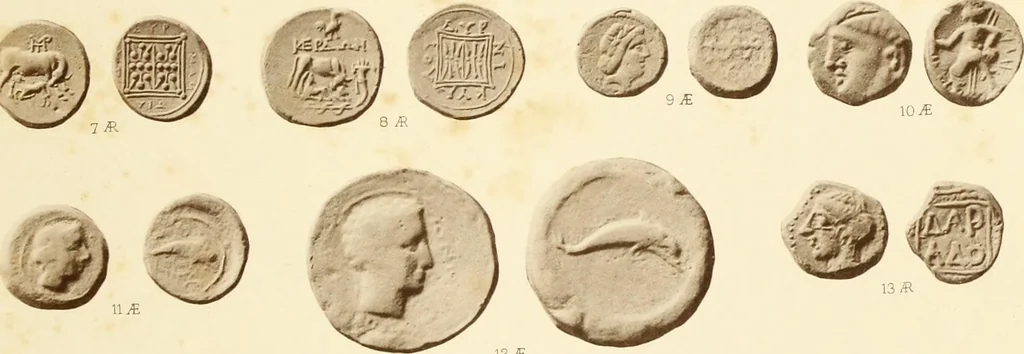 An illustration from Catalogue of Greek coins in the Hunterian collection, University of Glasgow, 1899, leaf 666