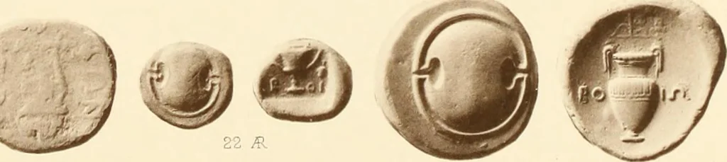 An illustration from Catalogue of Greek coins in the Hunterian collection, University of Glasgow, 1899, leaf 668